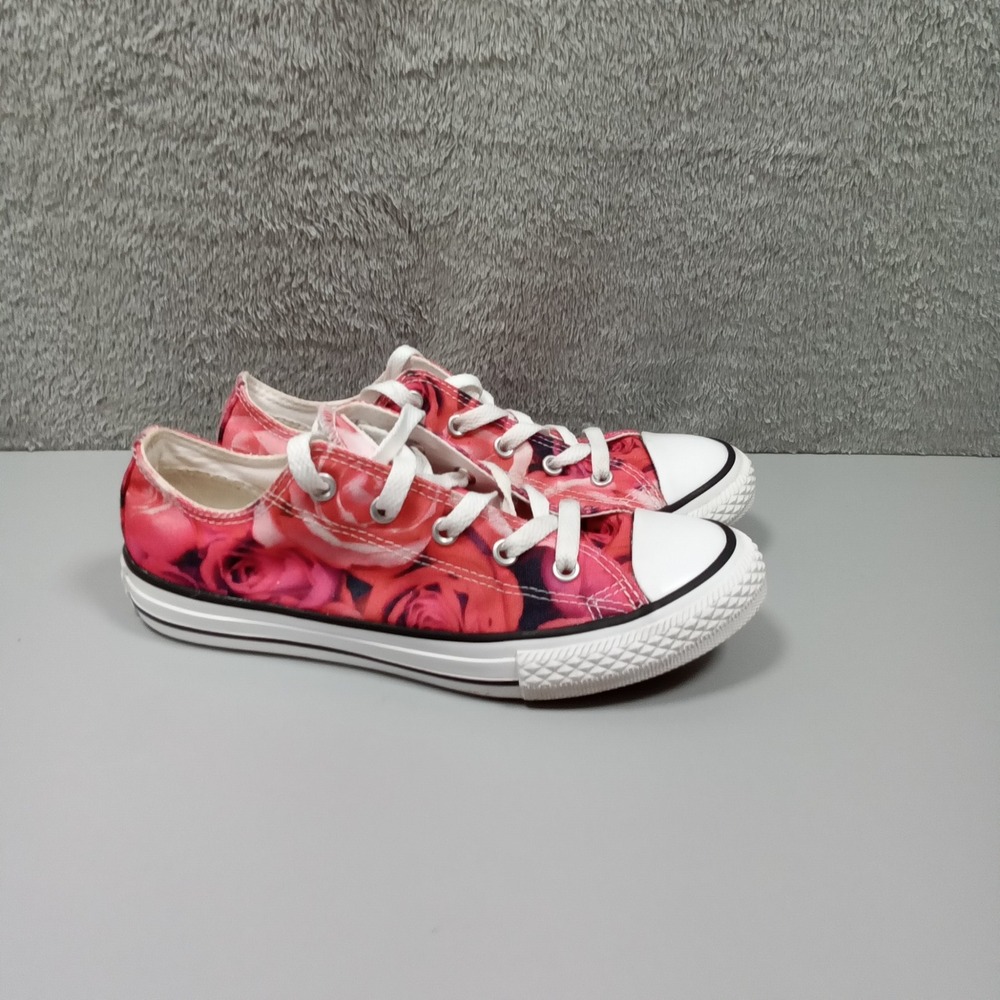Converse Chuck Taylor All Star Low Top Pink Red Rose Floral Sneakers 346436F 3Y